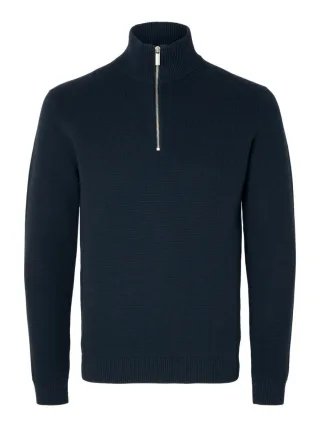 Selected - Pullover mit Reißverschluss blau - Gr. - S