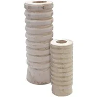 Spetebo Dekovase Holz Blumenvase 2er Set verschiedene Designs (Set, 1 St., 2er), Flasche Holzvase naturbelassen