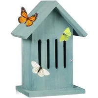 relaxdays Insektenhotel Schmetterlingshaus hängend in 2 Farben, Türkis