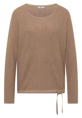 CECIL - Pullover mit Rundhals und Struktur creamy mocha melange - Gr. - L