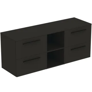 Ideal Standard Möbel-Set 160cm i.life B 4 Auszüge 2mi.off.Fächer Gr.Schwarz CarbongrauMatt, T5843NV T5843NV