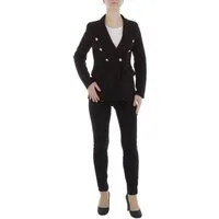 Ital-Design Anzug Damen Elegant (86365237) Knopfleiste Zweiteiler in Schwarz