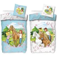 BERONAGE Kinderbettwäsche Bibi und Tina Sternenzauber Bettwäsche Biber / Flanell, 100% Baumwolle, 2 teilig, 135x200 + 80x80 cm