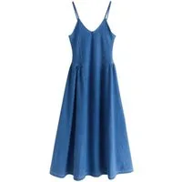 Next Midikleid Denim-Seersucker-Midikleid aus Jersey (1-tlg)