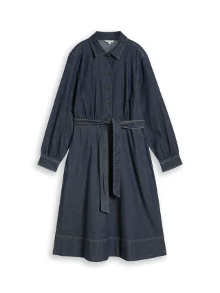 Tom Tailor - Loose Fit Jeanskleid mit Gürtel Blue Rinse Denim - Gr. - 42