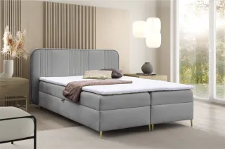 Boxspringbett Schlafzimmerbett AVERY 180x200cm Stoff Magic Velvet Grau