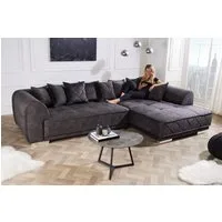 riess-ambiente Big-Sofa DECADENCIA 320cm dunkelgrau · XXL Couch aus Samt inkl. 8 Kissen, Einzelartikel 1 Teile, Sofa in L-Form · Ottomane beidseitig montierbar · Modern Design