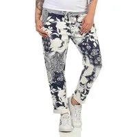 CLEO STYLE Jogginghose Damen Jogginghose 2581 36-40 Beige Blume