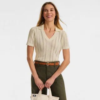 Ajour-Polopullover aus Baumwolle für Damen, Damen, size: regular, Pink, Baumwolle, by Lands' End