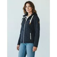 Dry Fashion Fleecejacke Poel Damen Wollfleece-Jacke Kapuze - Damenjacke Fleece windabweisend Verstellbare Kapuze, 2-Wege-Reißverschluss, Taschen mit Reißverschluss