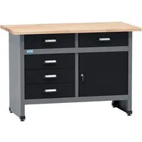 KÜPPER Werkbank 12049, 5 Schubladen, 1 Tür, 300 kg Traglast, 30 mm Buchenarbeitsplatte