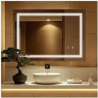 SaniteModar Badspiegel LED Badezimmerspiege, Ultrahell, beschlagfrei, dimmbar (1-St), IP44 wasserdicht, vertikal & horizontal montierbar, 70x90cm