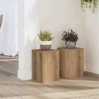vidaXL Blumenständer, Pflanzenständer 2 Stk. Artisan-Eiche 20x20x30 cm Holzwerkstoff