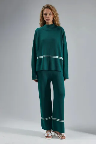 Gestreiftes Rippstrick-Bekleidungsset