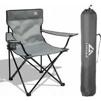 LINUMA Campingstuhl faltbar mit extra großem Getränkehalter, stabiler Klappstuhl schwarz (1 St), Faltbarer Campingstuhl mit XL-Getränkehalter für Festival & Outdoor