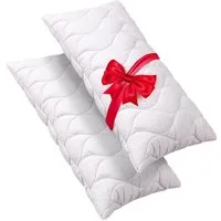 John Cotton Microfaserkissen 2für1, Kopfkissen, ein Kissen gratis, 40x80 cm, 80x80cm, Füllung: 100% Polyester, Bezug: Microfaser, Seitenschläfer, Bauchschläfer, Rückenschläfer, Spar-Set, ergonomisch, strapazierfähig, hochwertig, Kissen im Spar-Set