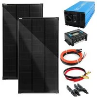 solartronics Solarmodul Set: 2x 120W Solarpanel, TS 1000W Wandler, 20A Laderegler, Zubehör, Monokristallin, (Set)