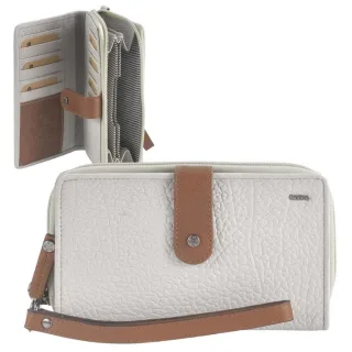 Portemonnaie Leder 18x10cm mit 14 Kartenfächern "Eva" pebble weiß Berba 121-920