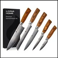 LIVINA HOME Messer-Set Kochmesser, 67-Damaststahl Messerset - 6-tlg. Küchenmesser Set (5-tlg., wahlweise als 3er, 5er oder 6er Set erhältlich), Damastmesser Japanischer Art, Geschenkbox, Oster Deal Sale!