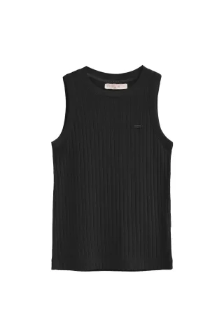 Ärmelloses T-Shirt schwarz aus Rippstoff mit Polo Club Logo