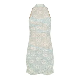 Off White - Unterkleid-Stil für Damen, Hoher Kragen, Tüll (Blau/Weiß)