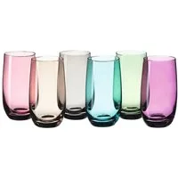LEONARDO Longdrinkglas SORA, 6-tlg., Glas, 390 ml, farbig sortiert, 6-teilig