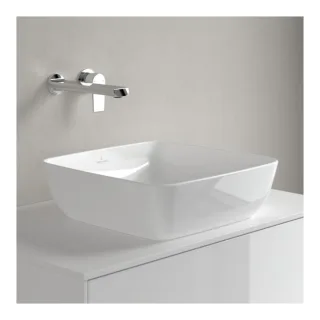 Villeroy & Boch Artis Aufsatzwaschtisch 41784101 41 x 41 cm, ohne Hahnloch/Überlauf Weiß Alpin