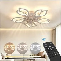 LETGOSPT Deckenleuchte 85W Deckenventilator mit Lampe, Fernbedienung Leise Ventilator Dimmbar, LED fest integriert, Kaltweiß, Naturweiß, Warmweiß, Deckenlampe Mit Leise Ventilator 6 Geschwindigkeiten Für Wohnzimmer