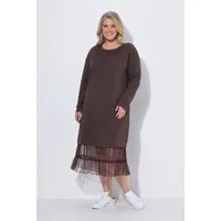 MIAMODA Midikleid Midi-Sweatkleid oversized Mesh-Volants am Saum