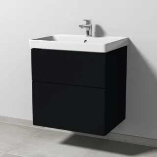 Sanipa 3way Waschtischunterbau zu Villeroy & Boch Avento Waschtisch mit 2 Auszügen, Schwarz-Matt SF62108
