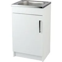 STAMAR Spülenschrank Küchenschrank 50cm Weiß Spüle Edelstahl Siphon Geschirrspüler Komplett (Komplett) Standschrank 40cm Tiefe ohne Armatur Montagefertig Set Spülenschrank