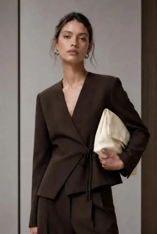 Jane Lushka - Jade fitted viscose blazer dark brown - Gr. - M