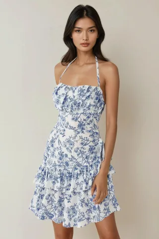 Blumenmuster Minikleid