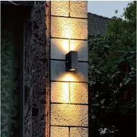 Steinhauer LIGHTING Außen-Wandleuchte, Leuchtmittel inklusive, Warmweiß, Außenwandleuchte Dämmerungssensor Gartenlampe Up Down Fassadenlampe