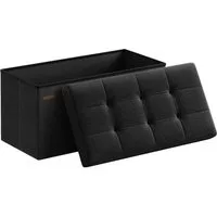 SONGMICS Sitzbank Sitzhocker mit Stauraum, klappbare, für Wohnzimmer Schlafzimmer Flur, 38 x 76 x 38 cm Fußbank, Aufbewahrungsbox, bis 300 kg belastbar