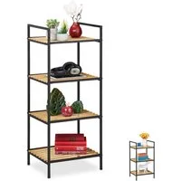relaxdays Standregal aus Bambus & Metall, 4