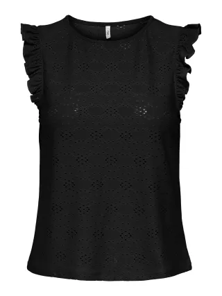 ONLY - ONLSMILLA S/L FRILL TOP JRS Black - Gr. - L
