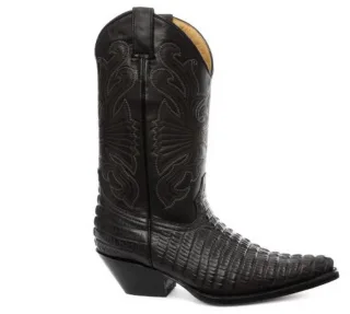 Grinders Western-Cowboystiefel aus schwarzem Leder – Carolina