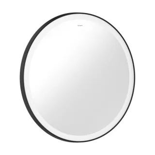 hansgrohe Xarita Lite Q Spiegel 54966670 mit runder LED-Beleuchtung, mattschwarz, B 700 x H 700 x T 30 mm, 20 W