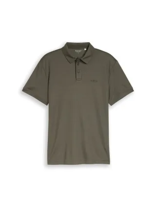 Tom Tailor - Poloshirt mit Logo-Print deep leaf green two tone - Gr. - M