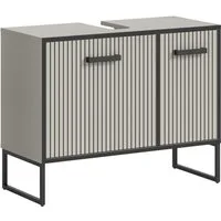 xonox.home Waschbeckenunterschrank Kaschmir Nachbildung Siphonausschnitt Softclose Melamin 80x63x36 cm