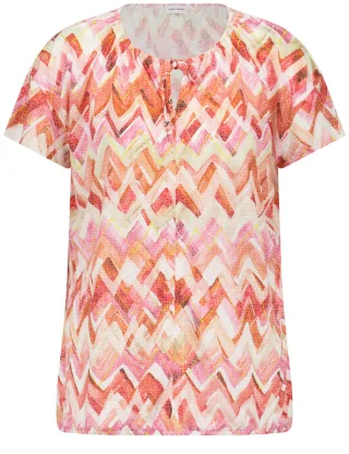 GERRY WEBER Collection - Fließendes Kurzarmshirt in Ausbrenner-Qualität pink/orange - Gr. - 38