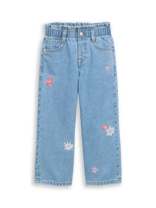 tom tailor kids - Wide Leg Jeans mit Stickerei used mid stone blue denim - Gr. - 110