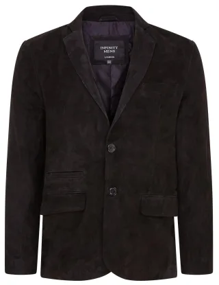 Schwarze schmale italienische Blazerjacke aus Ziegenwildleder für Herren - Somero