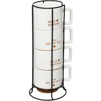 Secret de Gourmet Becher Porzellanbecher HELLO auf Metallständer, 4 x 300 ml, Keramik