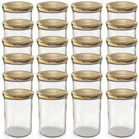 Oputec Einmachglas 24x 440ml Einmachgläser mit Schraubdeckel TO 82 Gold Marmeladengläser, Glas / Metall