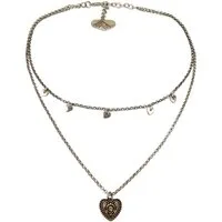 Alpenflüstern Collier Metall-Trachtenkette Trachtenherz & Herzchen (antik-silber-farben), - Damen-Trachtenschmuck Dirndlkette