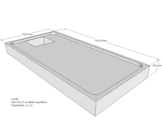 Neuesbad Wannenträger für Bette superflach 150x75x3,5 SD22737
