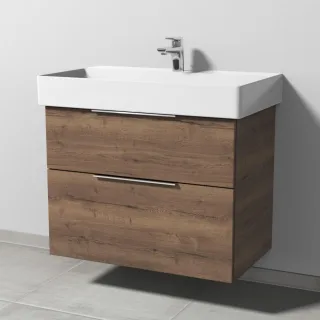 Sanipa 3way Waschtischunterbau zu Duravit Dura Square Waschtisch mit 2 Auszügen, Eiche-Tabak UM42850
