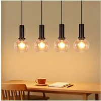 Nettlife Pendelleuchte Vintage Esstisch Glas Schwarz Industrial E27 Wohnzimmer, Höhenverstellbar, LED wechselbar, Esstischlampe für Wohnzimmer Küche